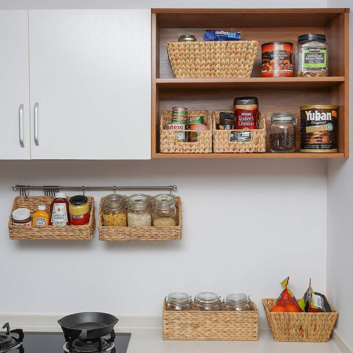 StorageWorks Woven Wall Baskets for Storage, Hanging Basket with Hooks