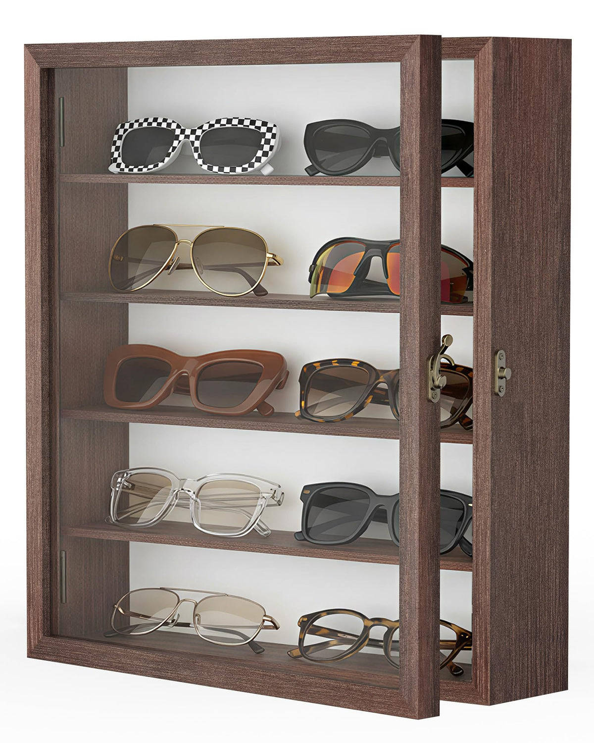 TJ.MOREE Sunglass Organizer Wall Mounted Glasses Holder Display Case 6 Tier
