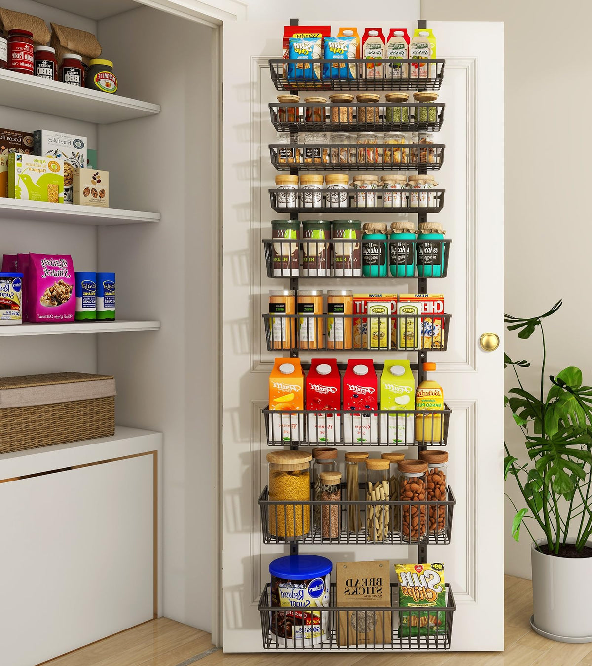 Mefirt White 9-Tier Over The Door Pantry Organizer, Pantry Organization