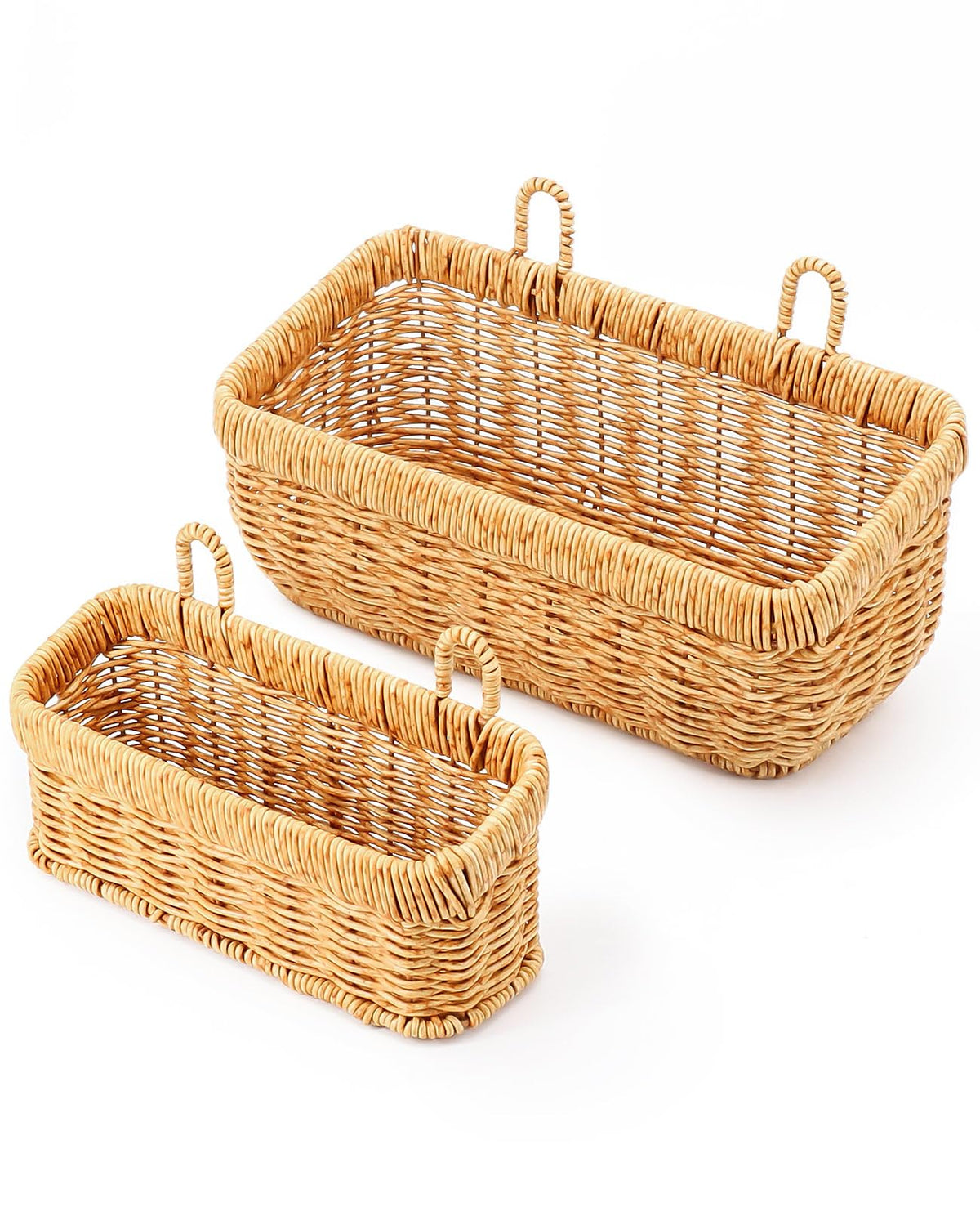 AceList Wall Hanging Basket, Boho Style Hand-Woven Hanging Storage Baskets - Set of 2, Ideal for Boho Room Decor, Kitchen, Garden, and Living Room(Brown)