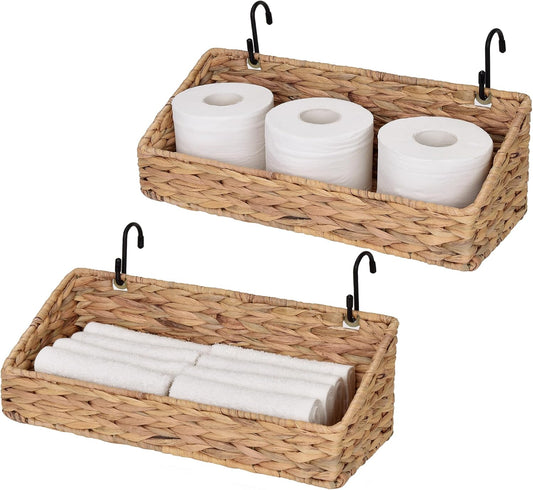 StorageWorks Woven Wall Baskets for Storage, Hanging Basket with Hooks