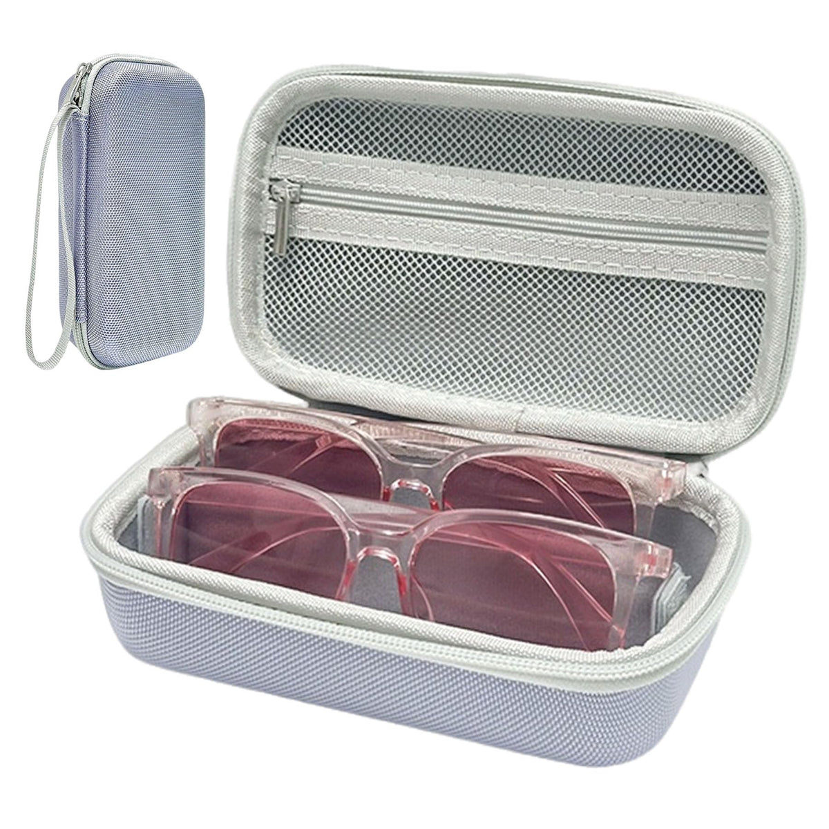 Double Glasses Case for Travel Hard Shell Eyeglasses Storage Box Sunglasses Organizer Compact Eyewear Holder