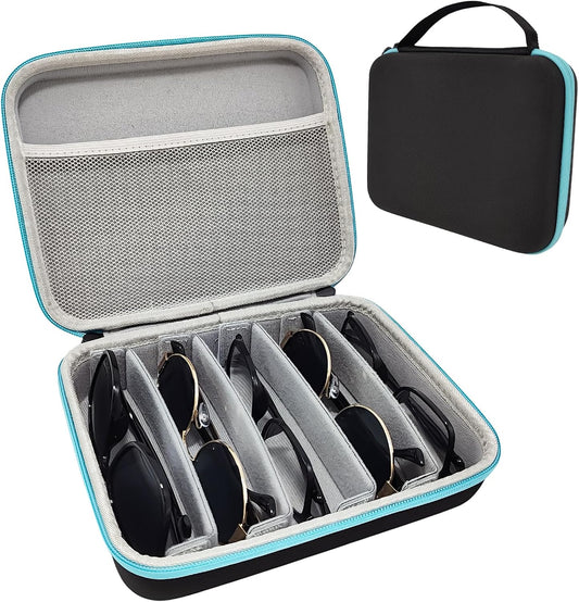 Travel Sunglasses Organizer Case, Adjustable Slot for Multiple Eyeglasses, Hard Shell Eyewear Box for Men Women