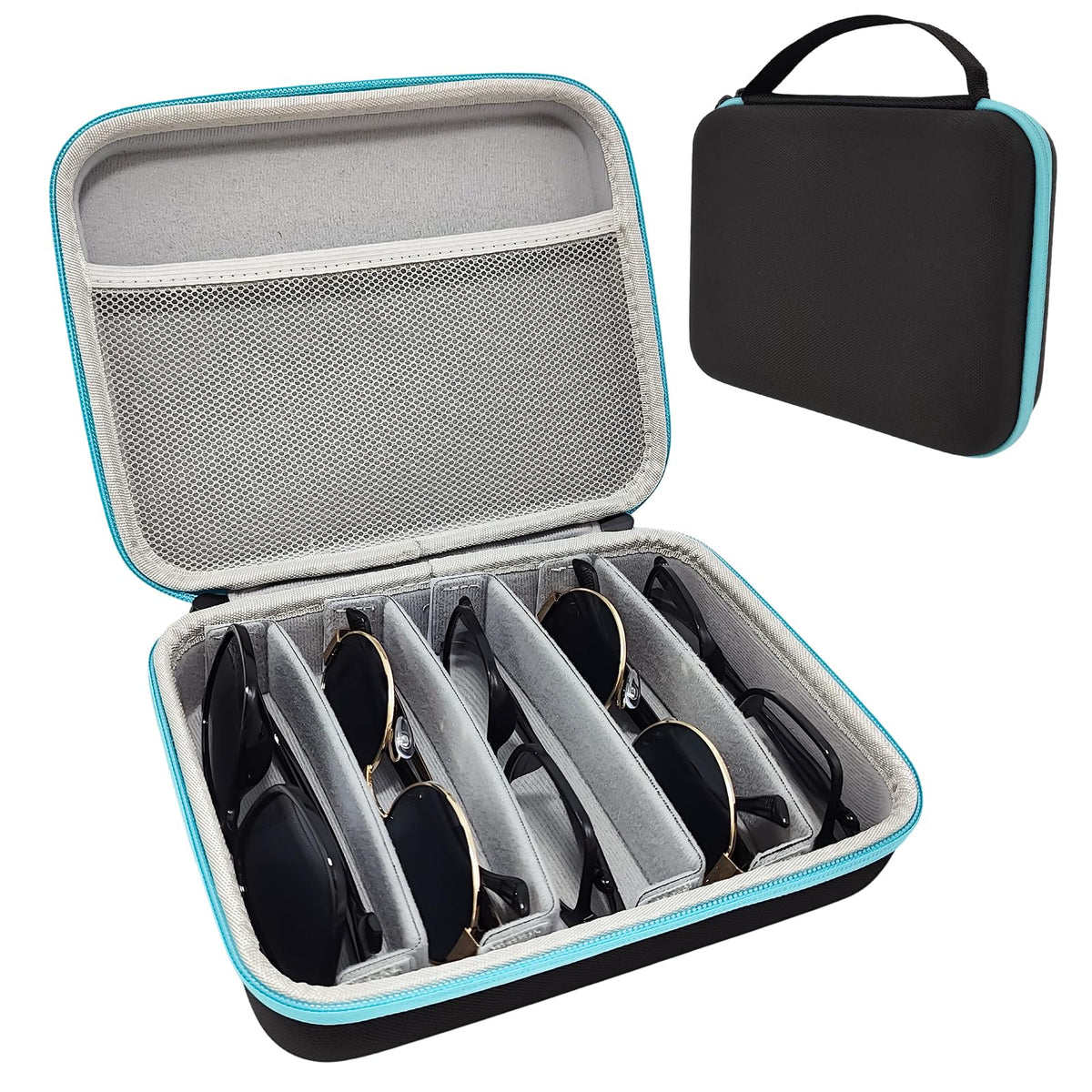 Travel Sunglasses Organizer Case, Adjustable Slot for Multiple Eyeglasses, Hard Shell Eyewear Box for Men Women