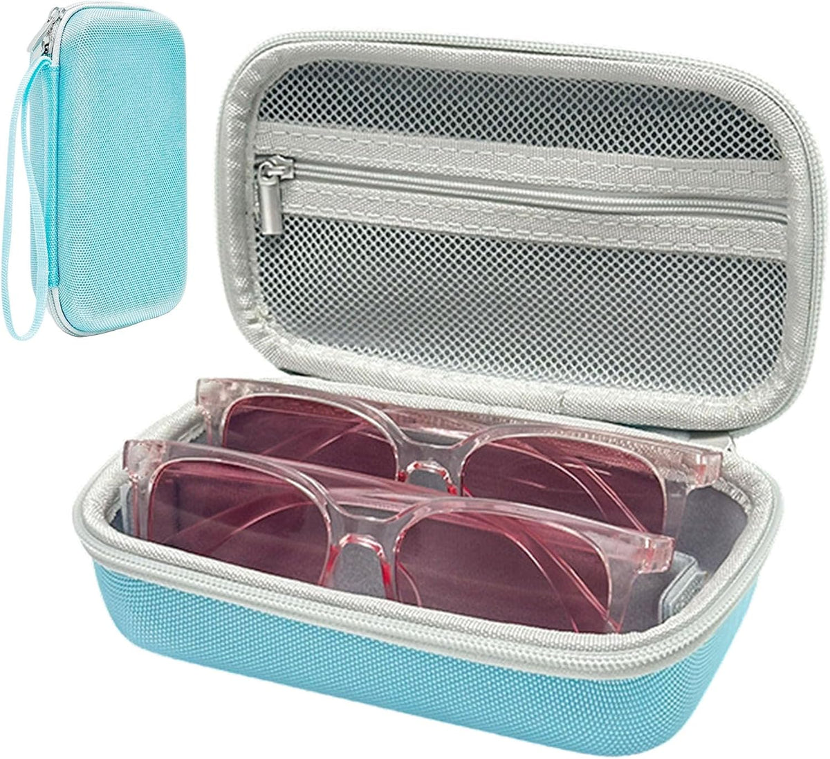 Double Glasses Case for Travel Hard Shell Eyeglasses Storage Box Sunglasses Organizer Compact Eyewear Holder