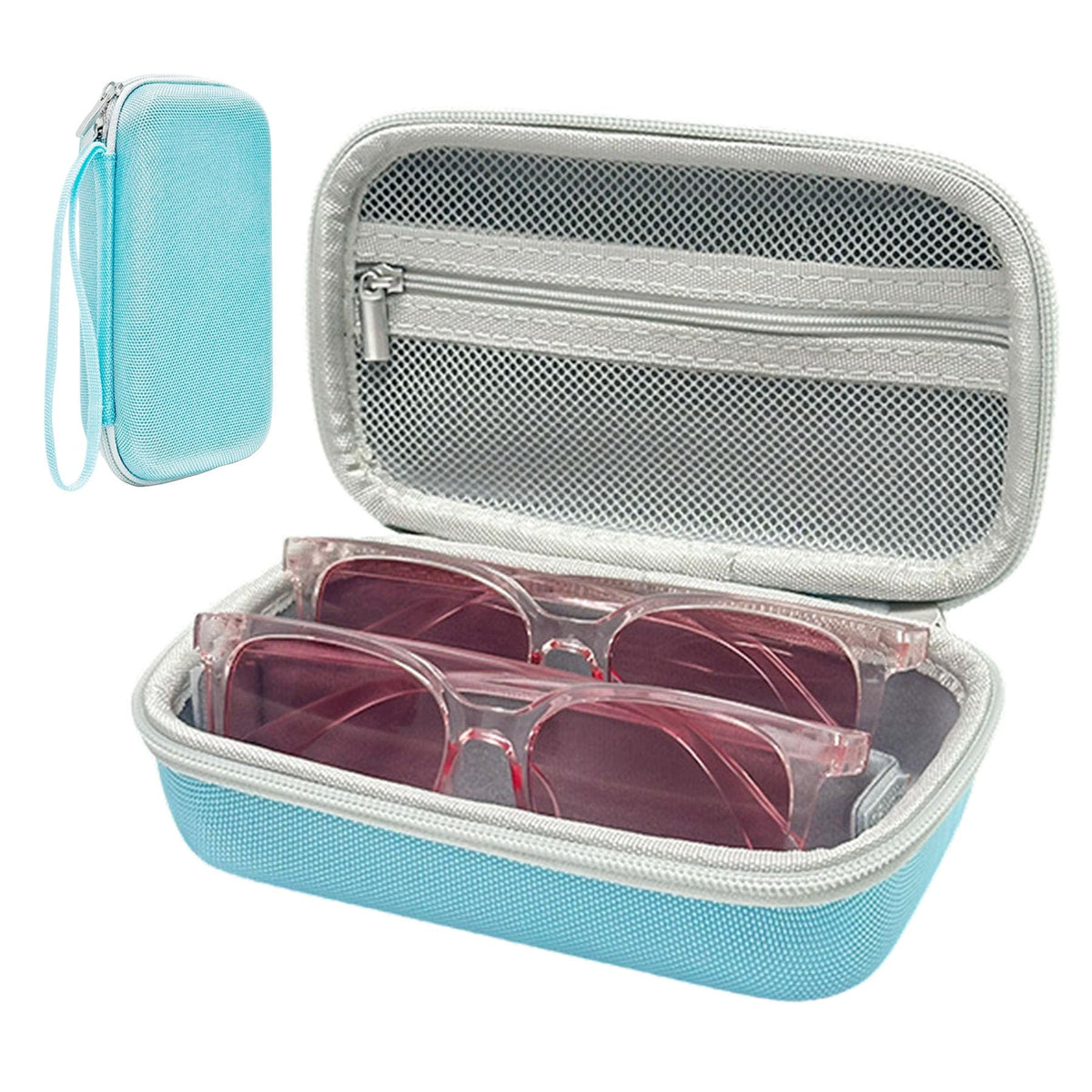 Double Glasses Case for Travel Hard Shell Eyeglasses Storage Box Sunglasses Organizer Compact Eyewear Holder