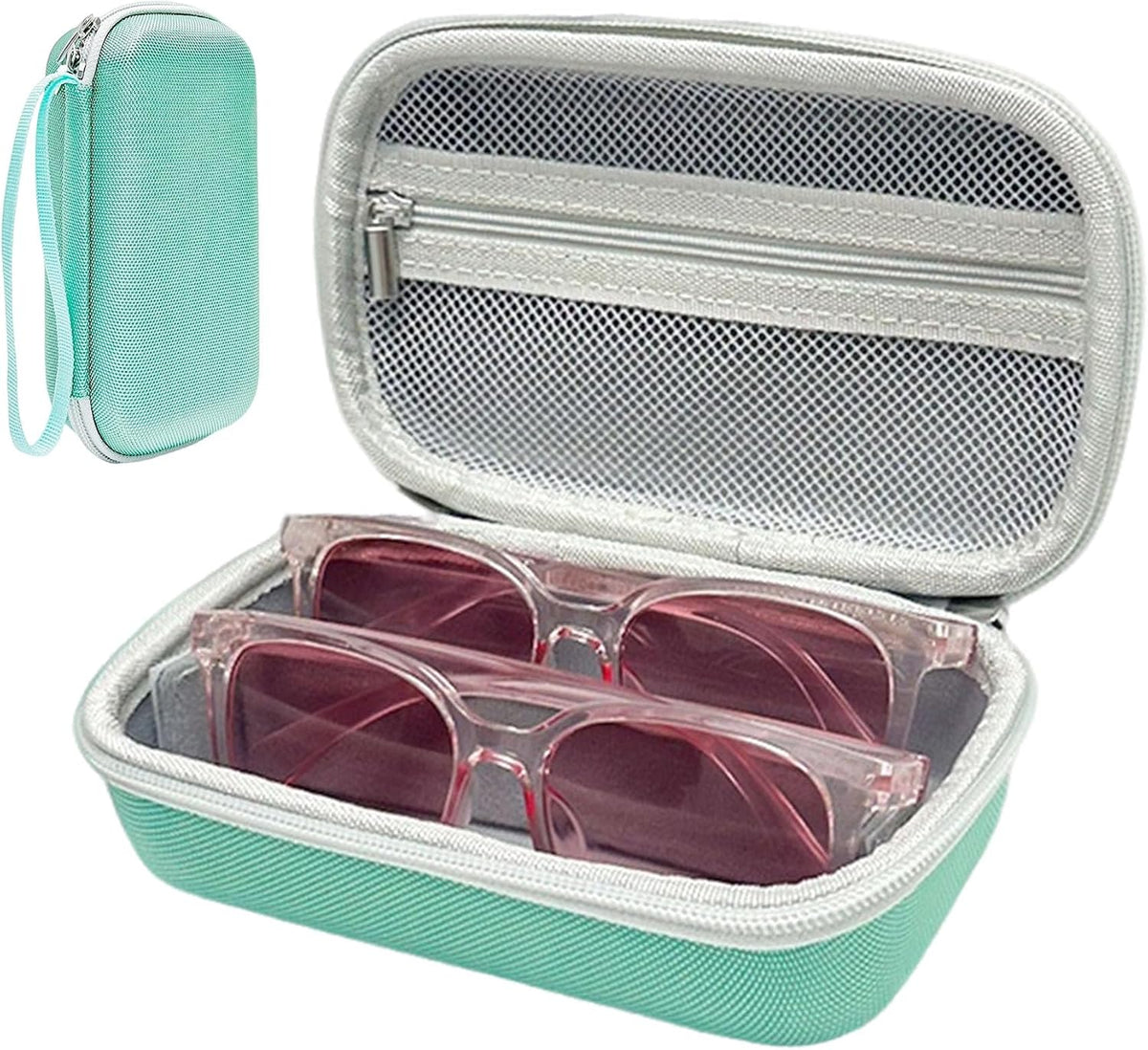 Double Glasses Case for Travel Hard Shell Eyeglasses Storage Box Sunglasses Organizer Compact Eyewear Holder