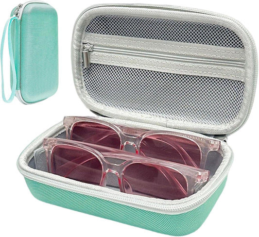 Double Glasses Case for Travel Hard Shell Eyeglasses Storage Box Sunglasses Organizer Compact Eyewear Holder
