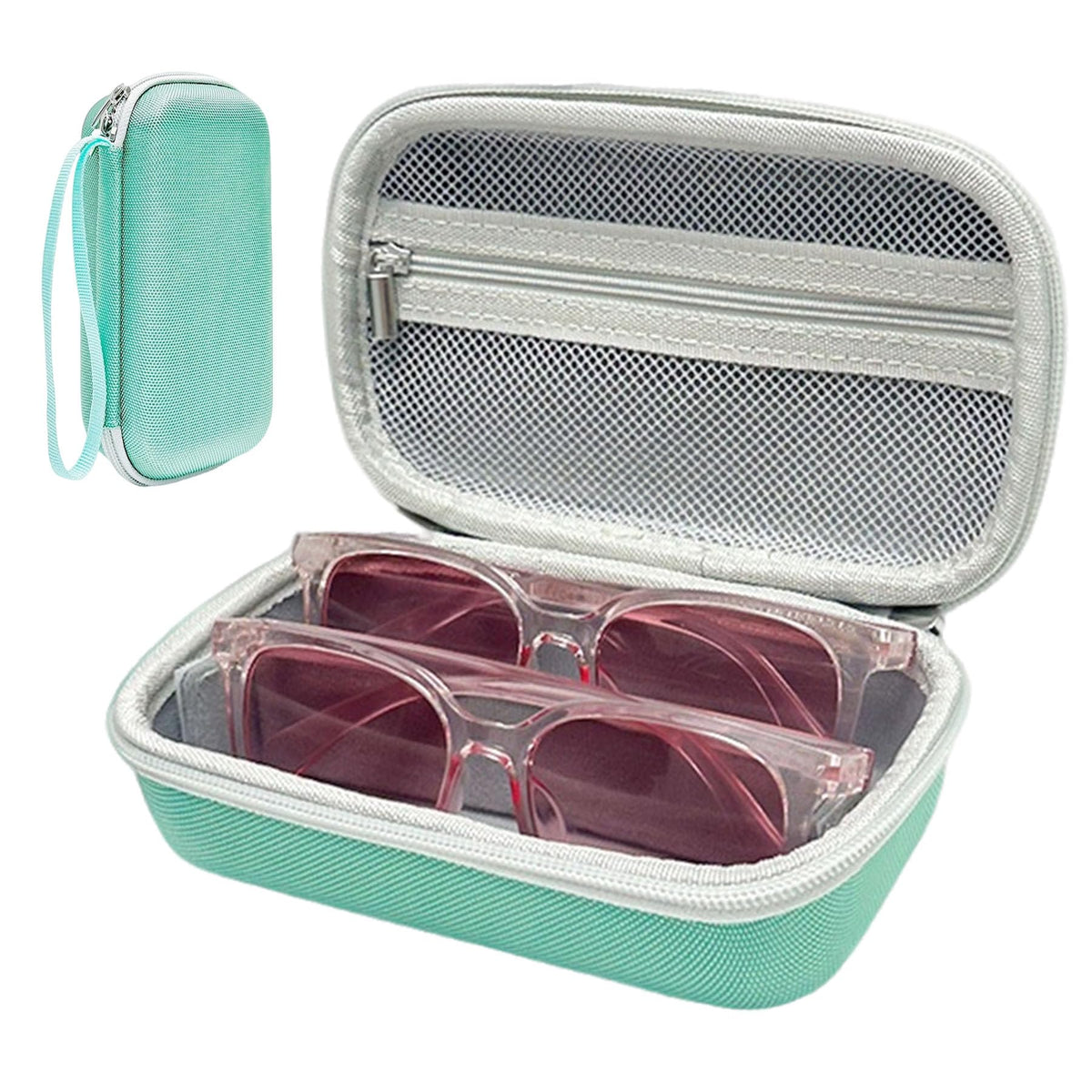 Double Glasses Case for Travel Hard Shell Eyeglasses Storage Box Sunglasses Organizer Compact Eyewear Holder