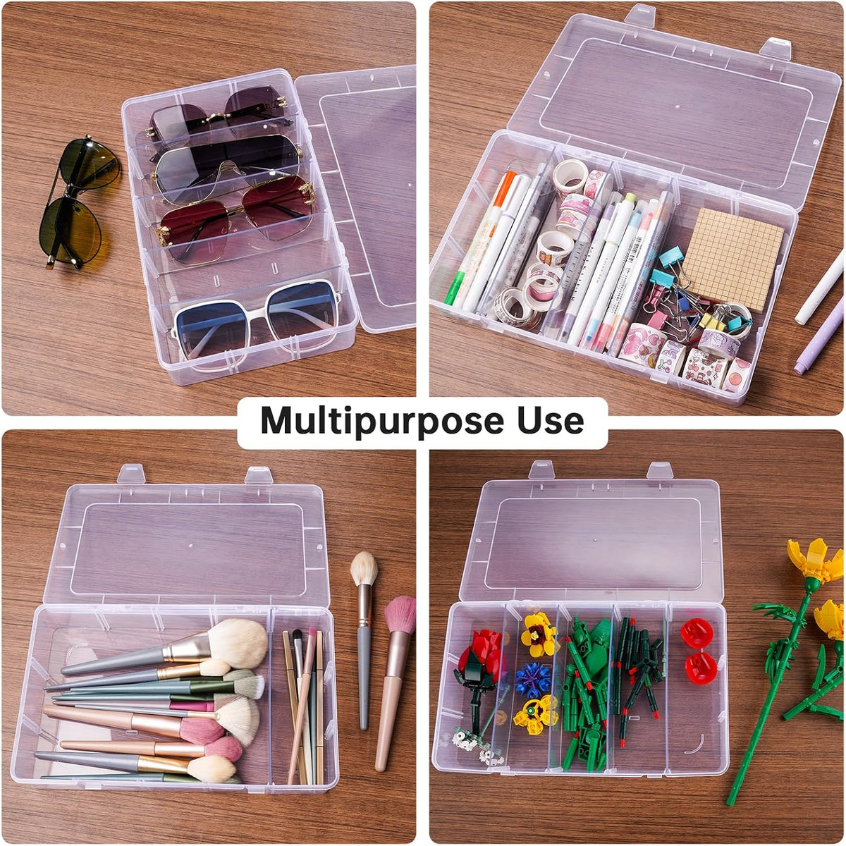NiHome Sunglasses Organizer Box, Stackable 3-Tier Eyeglass Case, 15 Pairs