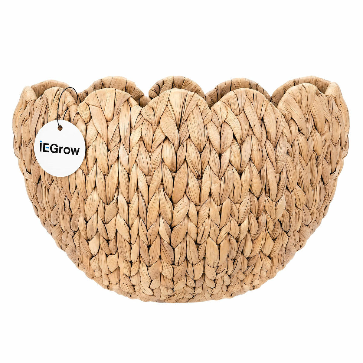 iEGrow Set of 2 Hanging Basket, Wicker Wall Basket Natural Water Hyacinth, Hanging Baskets for Organizing and Decor, Storage Baskets for Door Mounted Entryway Flower Mail Plant Garden