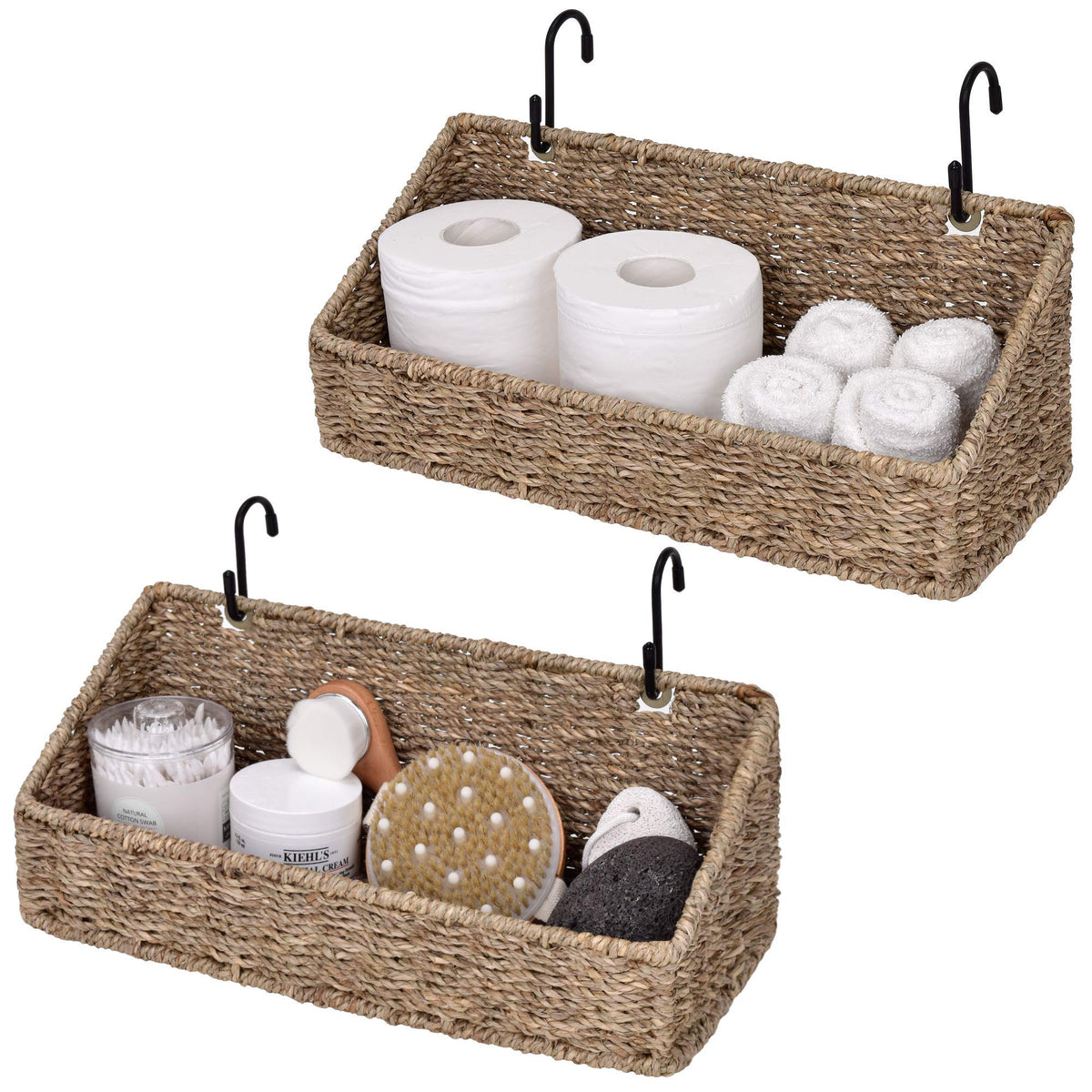 StorageWorks Woven Wall Baskets for Storage, Hanging Basket with Hooks