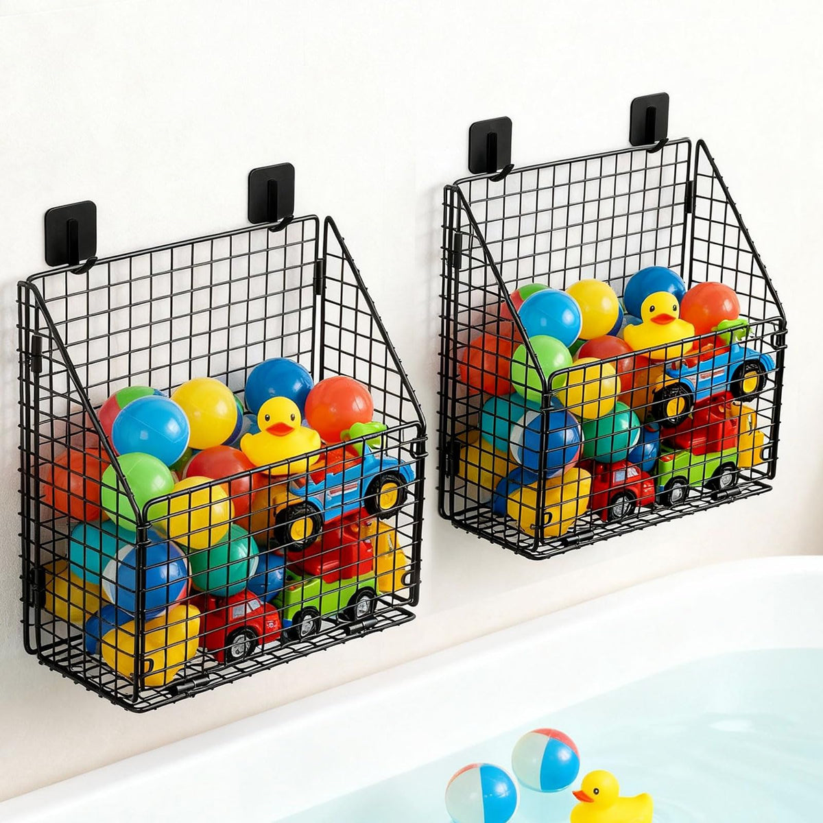 Greentainer Bath Toy Storage Organizer, Large Bathtub Toy Holder, Black