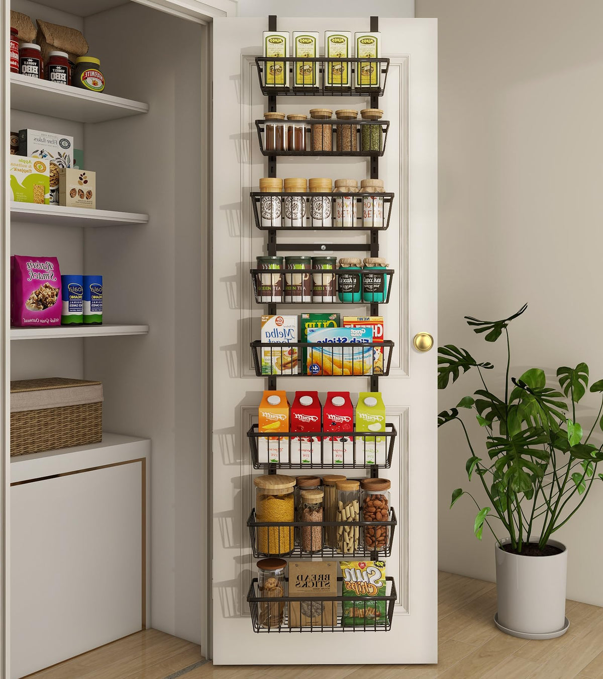 Mefirt White 9-Tier Over The Door Pantry Organizer, Pantry Organization