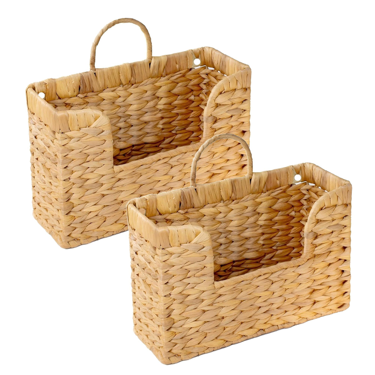 Magazine Holder Wall Basket Water Hyacinth Woven Mail Organizer, Wicker Wall Hanging Baskets for Magazines, Letters & Storage Decorative Mail Holder, Magazine Rack, Hanging Basket 11.8x4.3x7.9 Inch