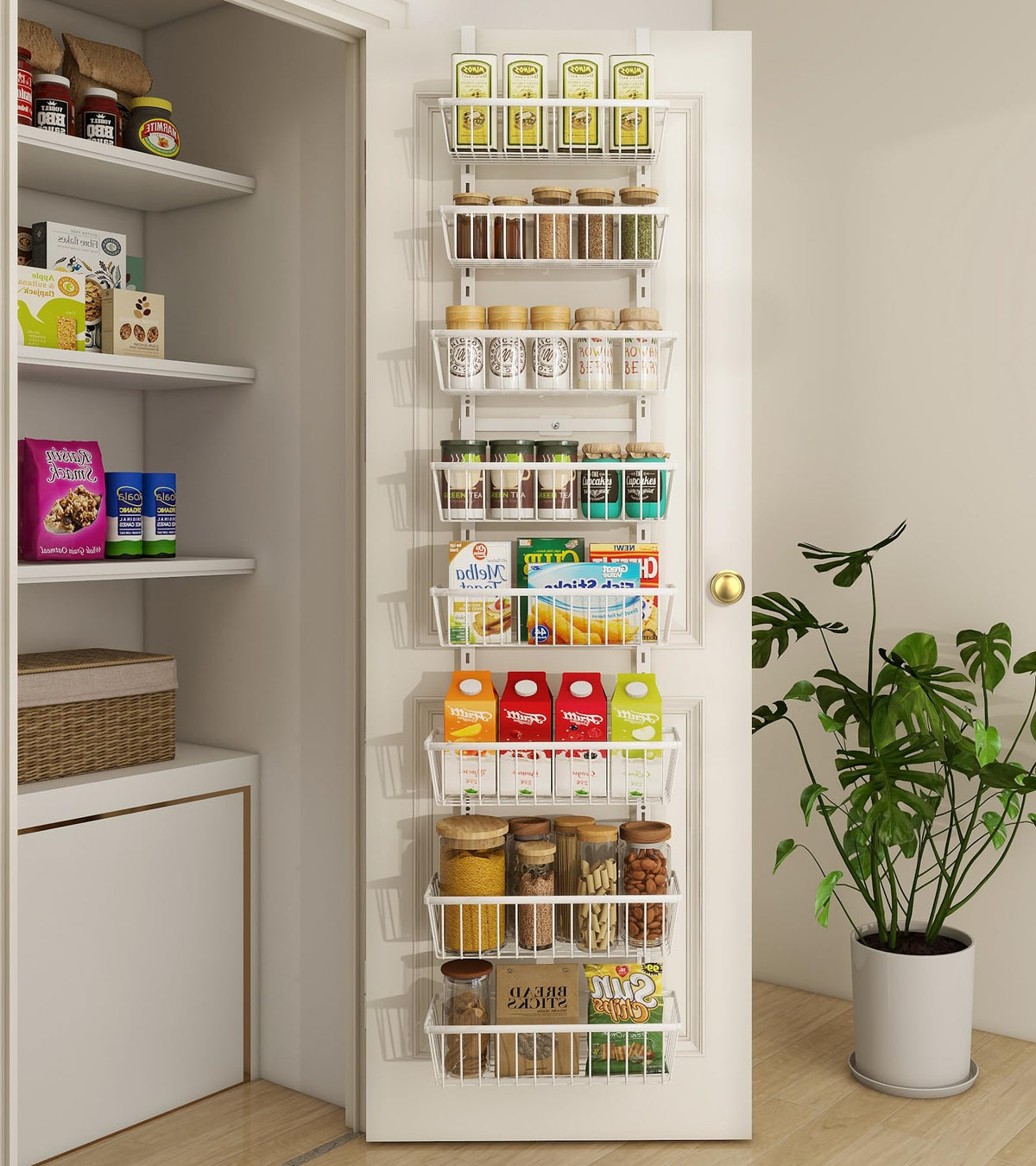 Mefirt White 9-Tier Over The Door Pantry Organizer, Pantry Organization