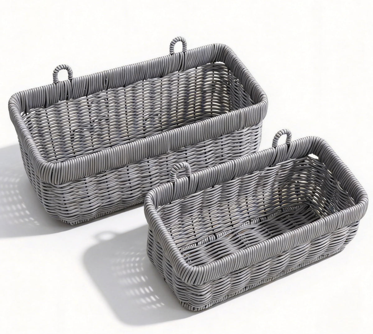 Wicker Wall Baskets Set of 2, Decorative Hanging Organizer for Kitchen, Living Room, Garage, Bathroom, Door Storage and Organizing