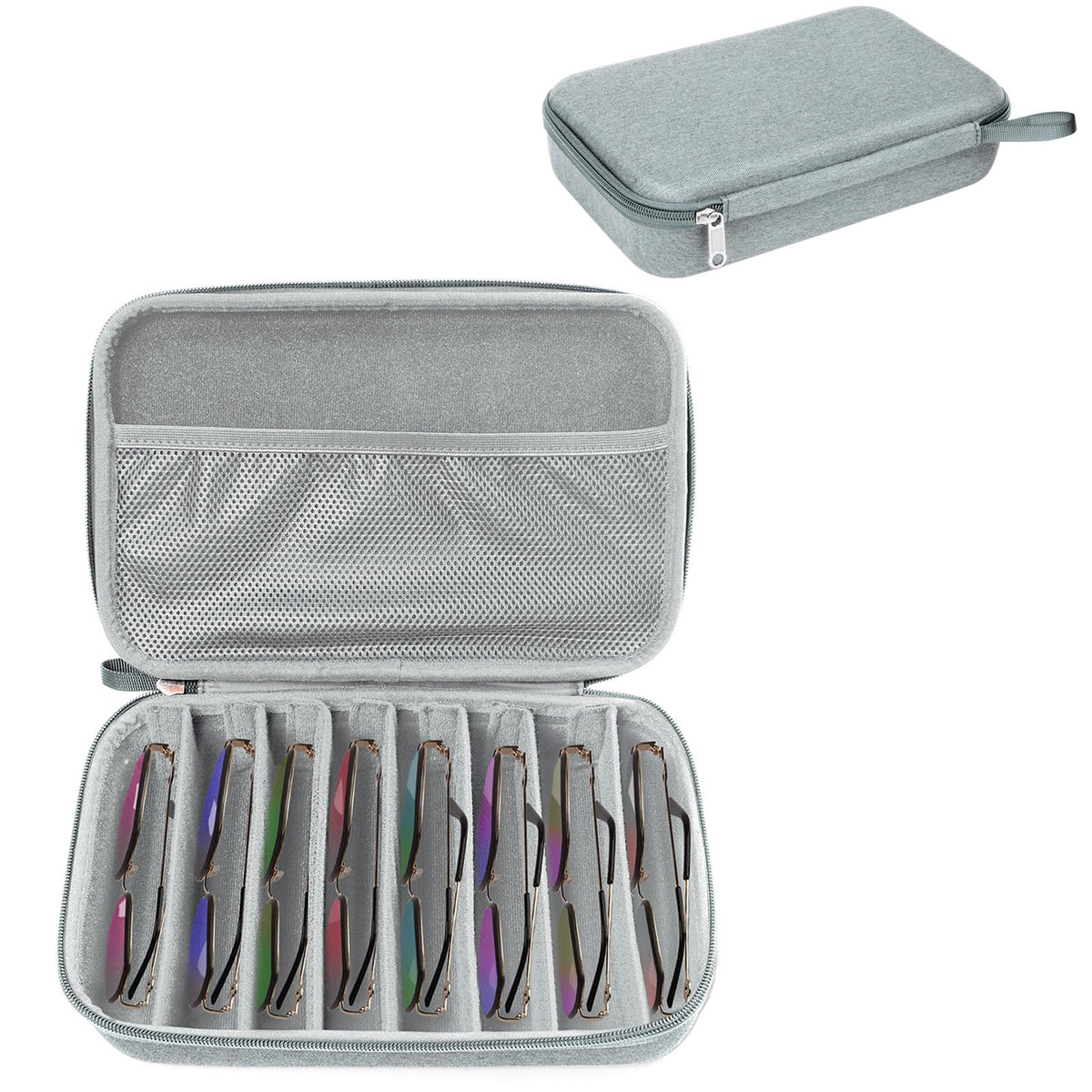 Bukere Travel Sunglasses Organizer Case Adjustable Slot For Multiple Eyeglasses Hard-shell Portable Storage Box for Men Women