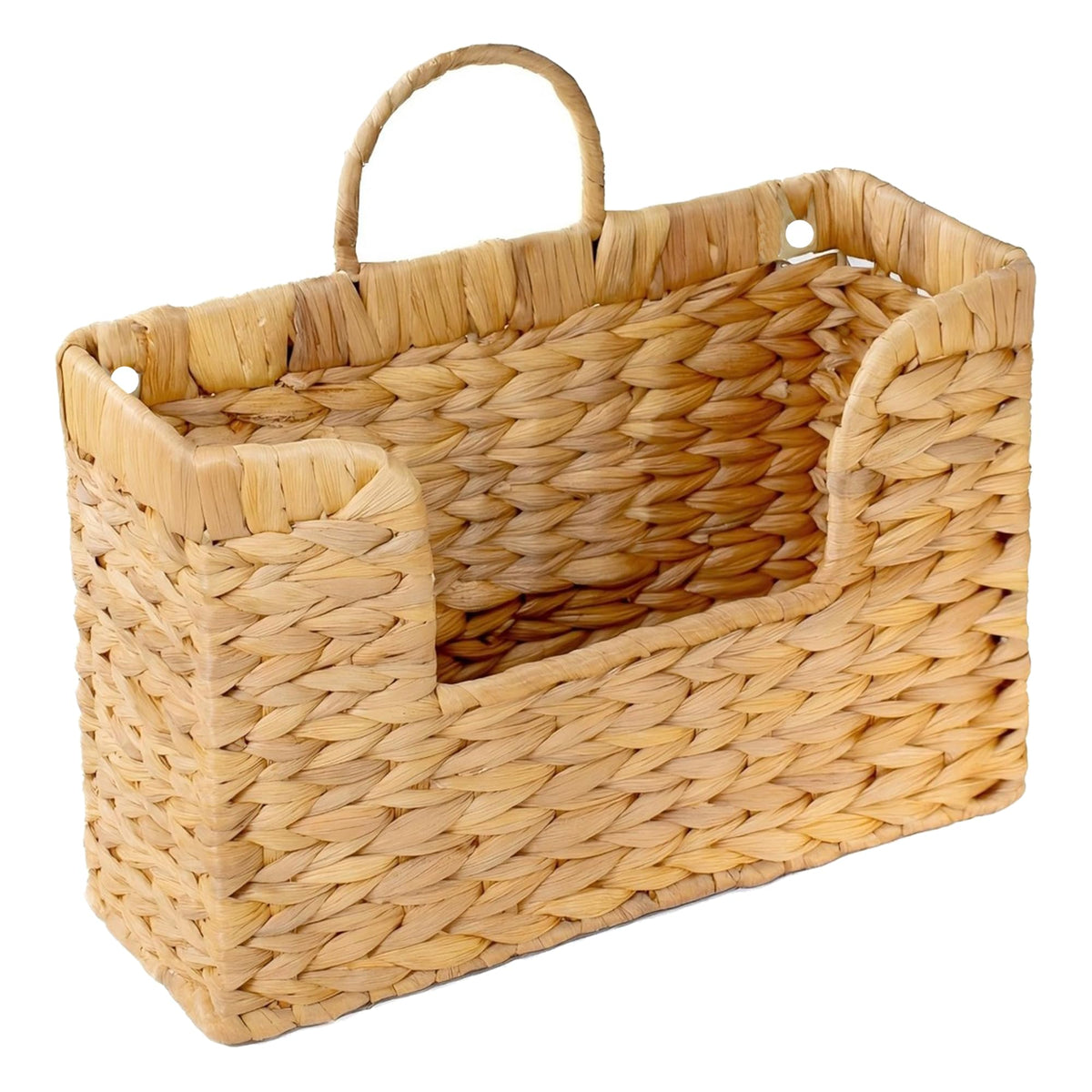 Magazine Holder Wall Basket Water Hyacinth Woven Mail Organizer, Wicker Wall Hanging Baskets for Magazines, Letters & Storage Decorative Mail Holder, Magazine Rack, Hanging Basket 11.8x4.3x7.9 Inch