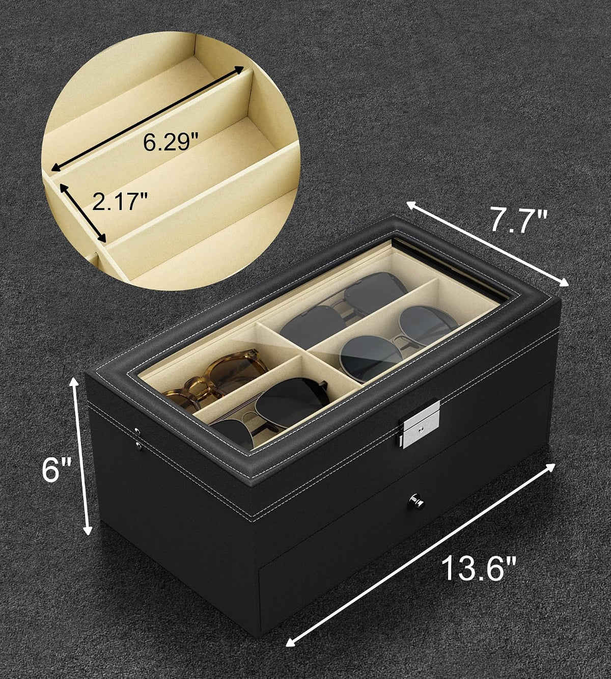 NEWLOOP 10/30 Slots Sunglass Organizer for Multiple Pairs of Eyeglass See-through Display Case Storage Box for Women Men