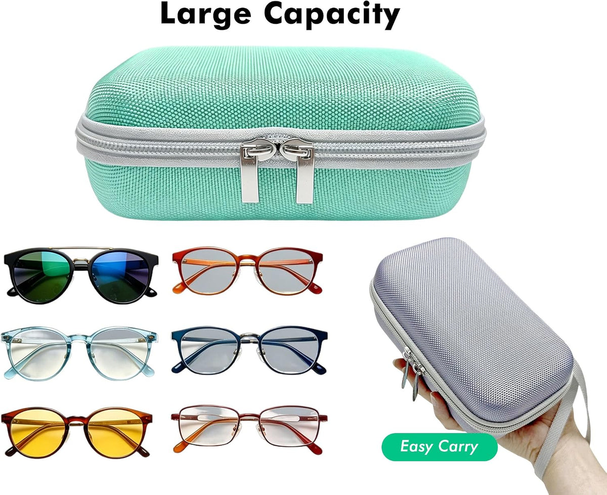 Double Glasses Case for Travel Hard Shell Eyeglasses Storage Box Sunglasses Organizer Compact Eyewear Holder