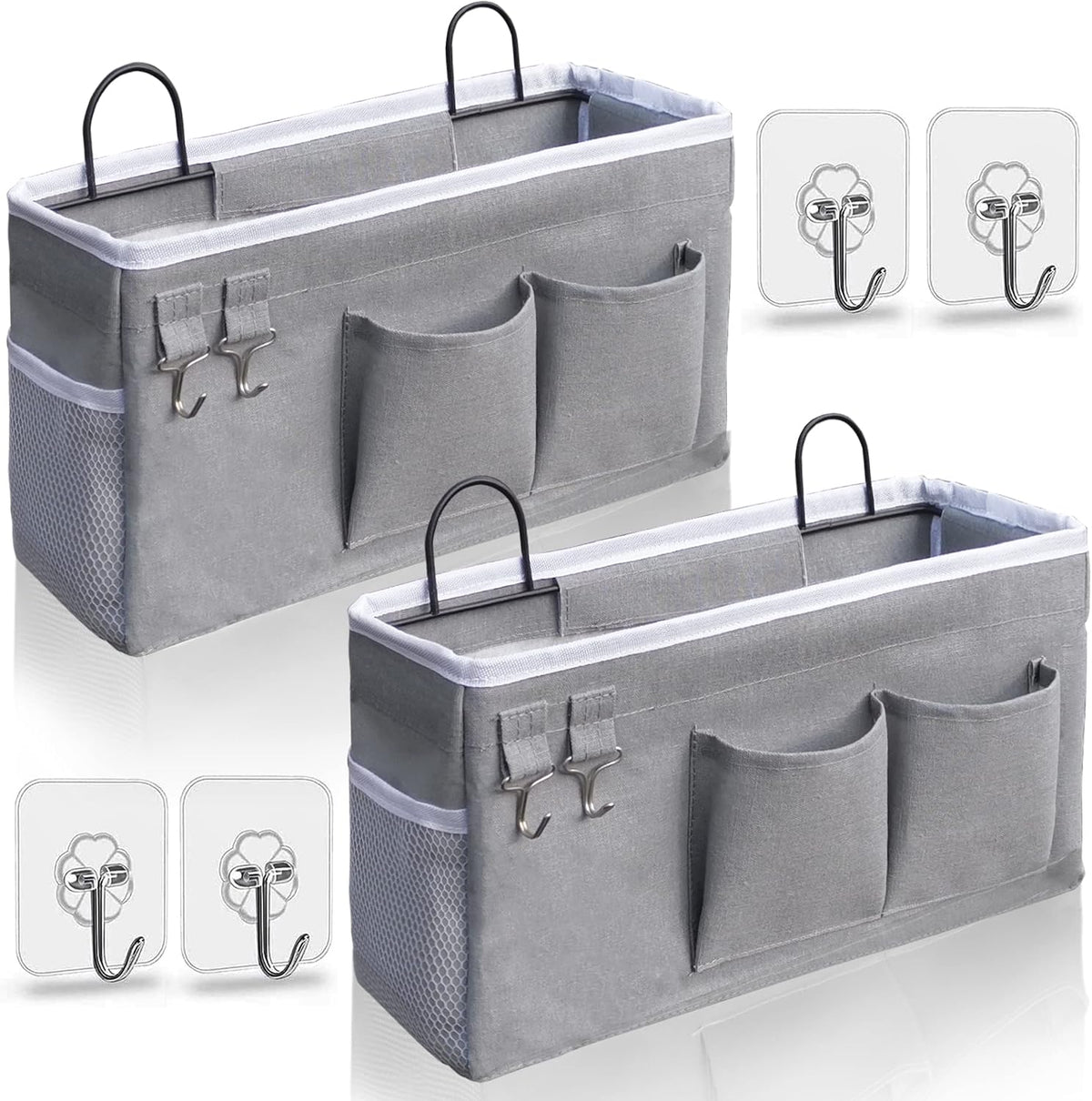 Kanrichu 2pcs Hanging Baskets for Organizing,Fabric Wall storage Basket,Wall Organizer for Closet,Kitchen, Bedroom, Office, RV Camper,Locker (Gray)