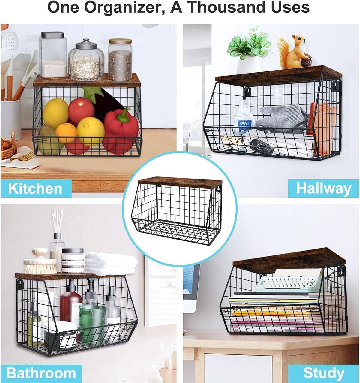 MSJGA Laundry Room Shelves, Wall Mounted Storage Basket, 11.8"Wx7.9"Dx8.5"H