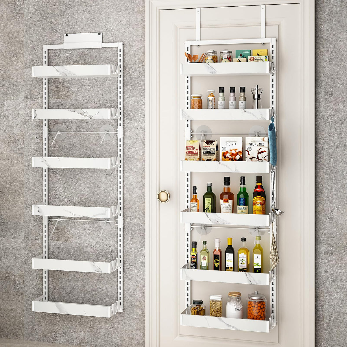BUKFEN 6-Tier Over the Door Pantry Organizer, Adjustable Basket Spice Rack