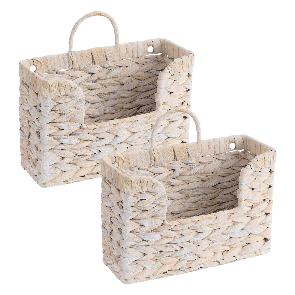 Magazine Holder Wall Basket Water Hyacinth Woven Mail Organizer, Wicker Wall Hanging Baskets for Magazines, Letters & Storage Decorative Mail Holder, Magazine Rack, Hanging Basket 11.8x4.3x7.9 Inch