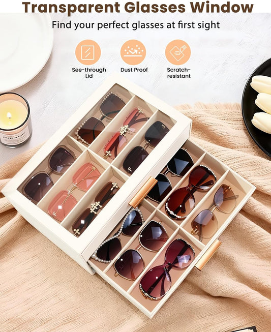JOMADY Sunglasses Organizer Box for Women | Large Capacity Sunglass Storage Case, Multi Eyewear Glasses Display Holder