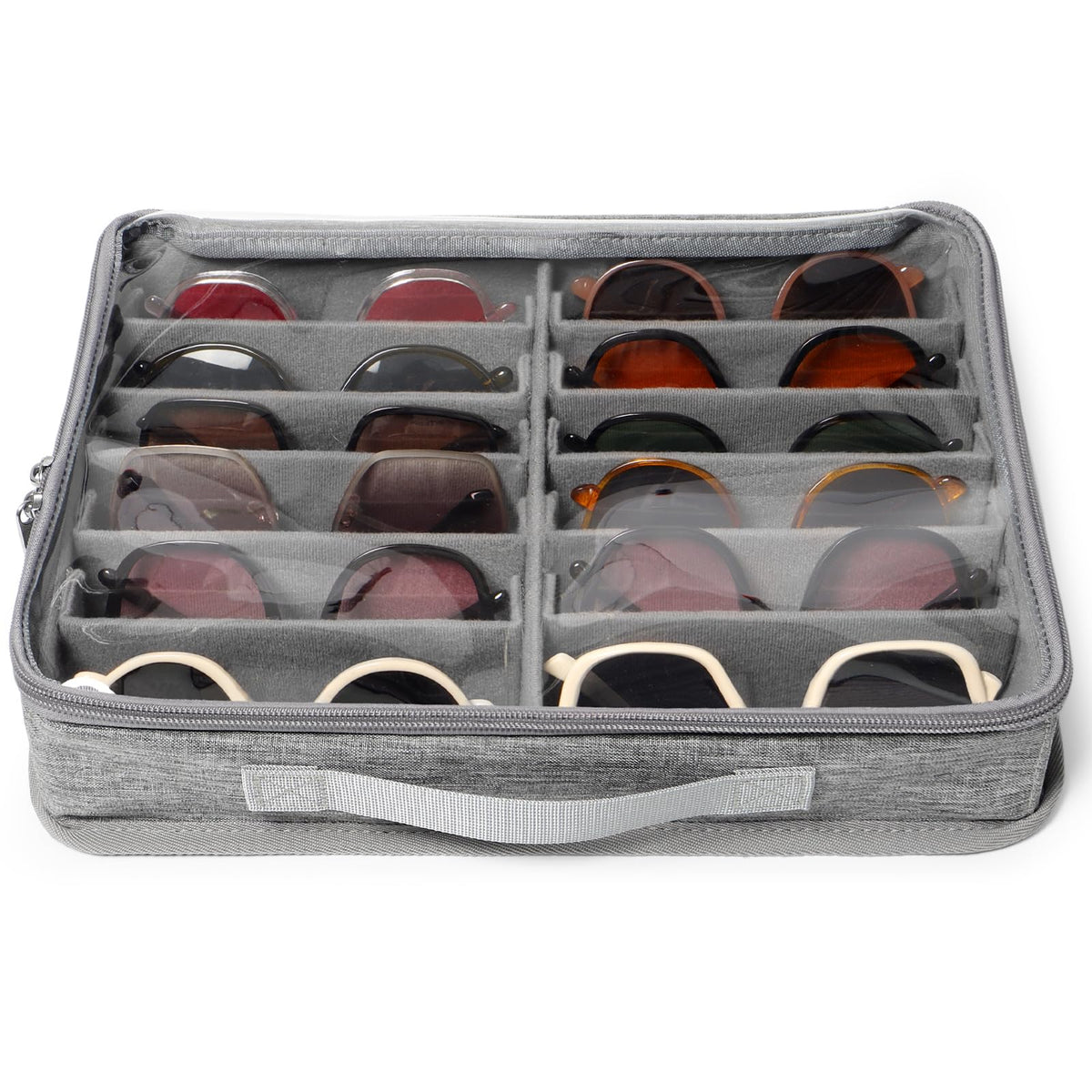 Bukere Sunglasses Organizer Case, Adjustable Slots for Multiple Pairs, Travel Eyeglasses Storage Box, Glasses Holder