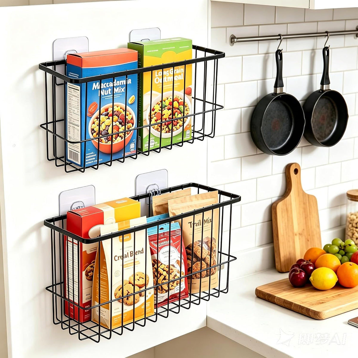 2 Pack Cabinet Door Organizer, Adhesive Wall Mounted Storage Basket
