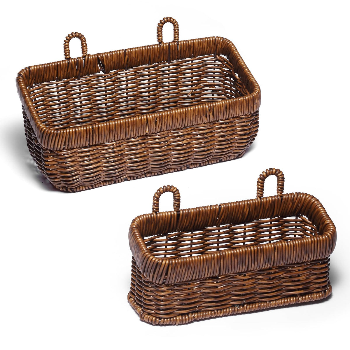 Wicker Wall Baskets Set of 2, Decorative Hanging Organizer for Kitchen, Living Room, Garage, Bathroom, Door Storage and Organizing
