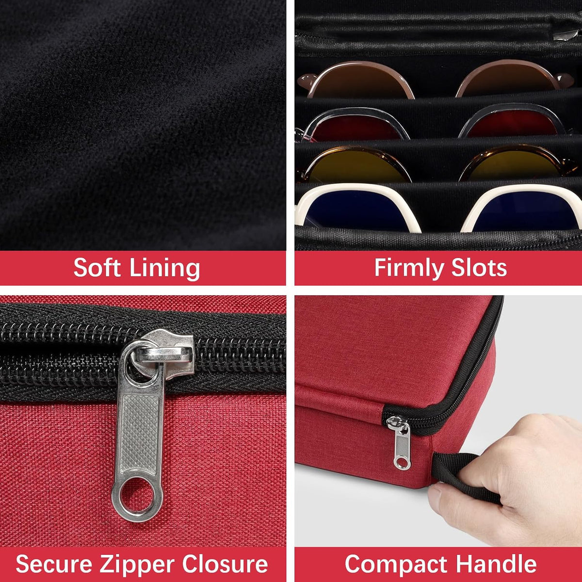 Bukere Travel Sunglasses Organizer Case, Adjustable Slot For Multiple Pairs, Portable Eyeglasses Storage Box for Men Women