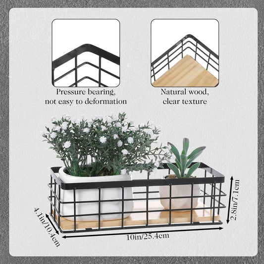 2 Pcs Small Metal Wire Basket Wall Hanging Wire Basket Hang Small Bathroom Kitchen Storage Organizer Toilet Paper Mesh Storage Bin Shelf Rack with Base(Black,10 x 4.1 x 2.7 Inches)