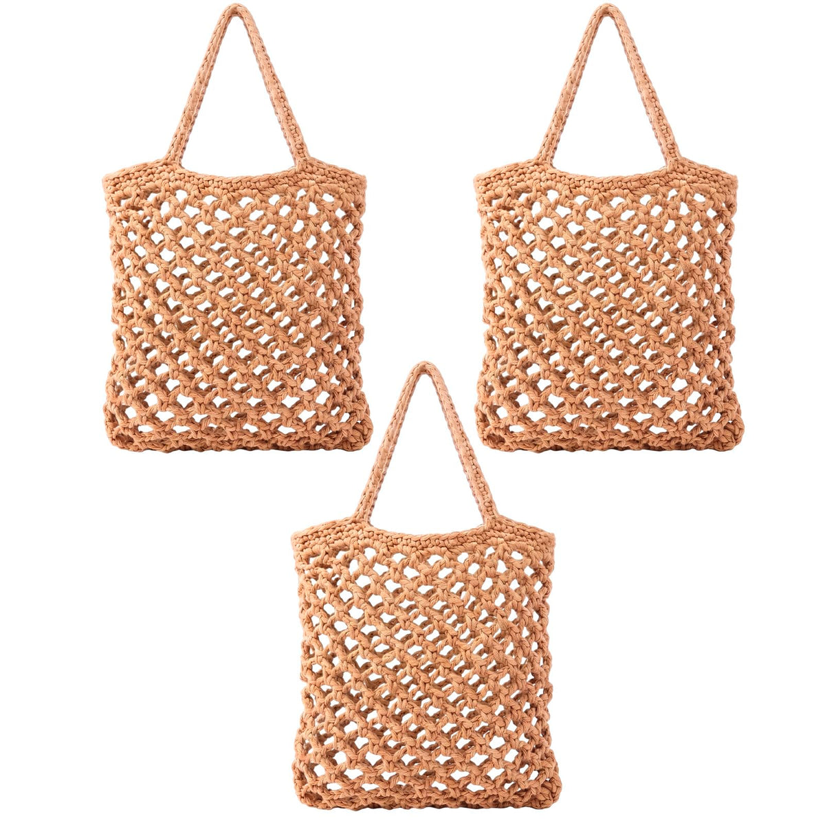 Honeydak 3 Hanging Baskets, Light Brown, Wide Bucket Basket