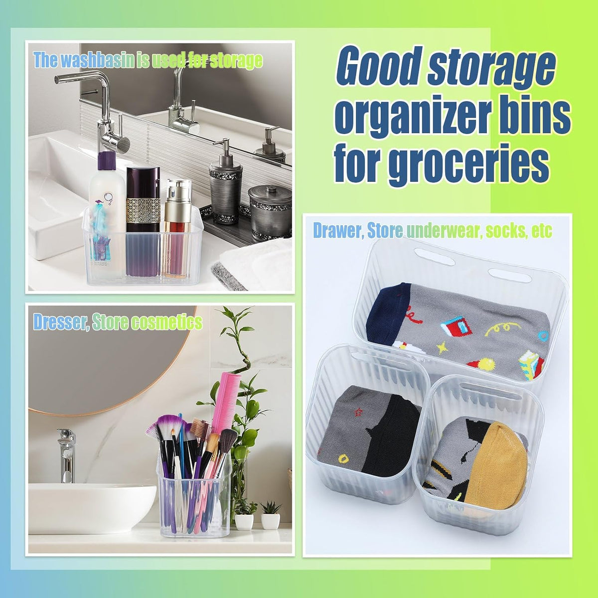 SiliFine 8 Pcs Cabinet Door Organizer Bin Wall Mount Organizer,3.54'',Clear