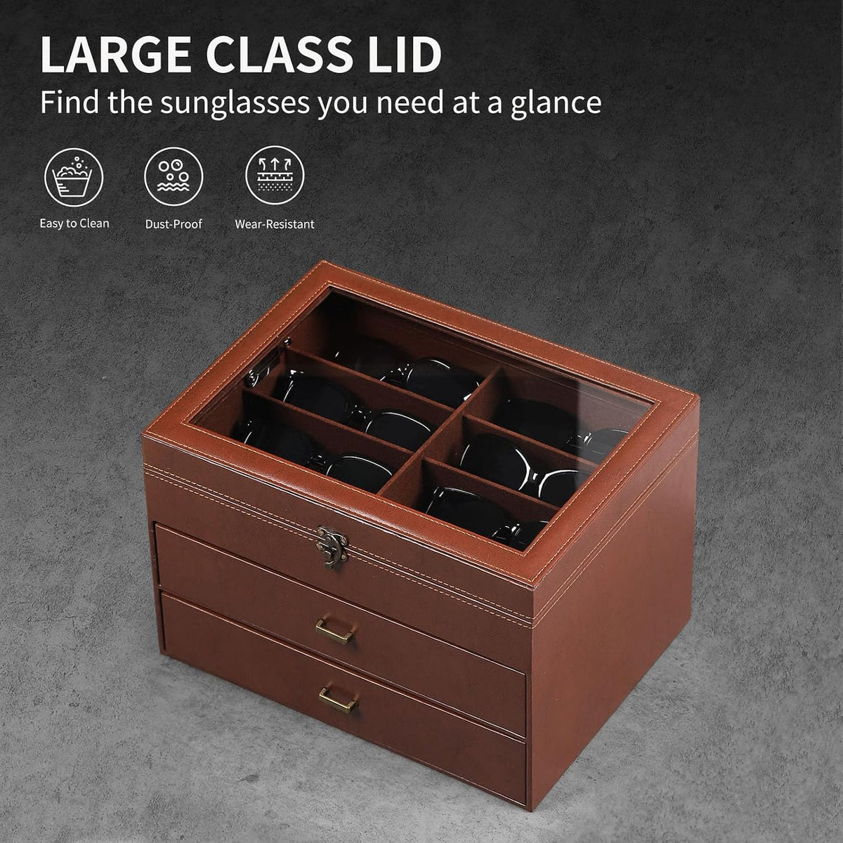 AUTOARK Leather 24 Piece Eyeglasses Storage Case Organizer,Coffee,MKAW045