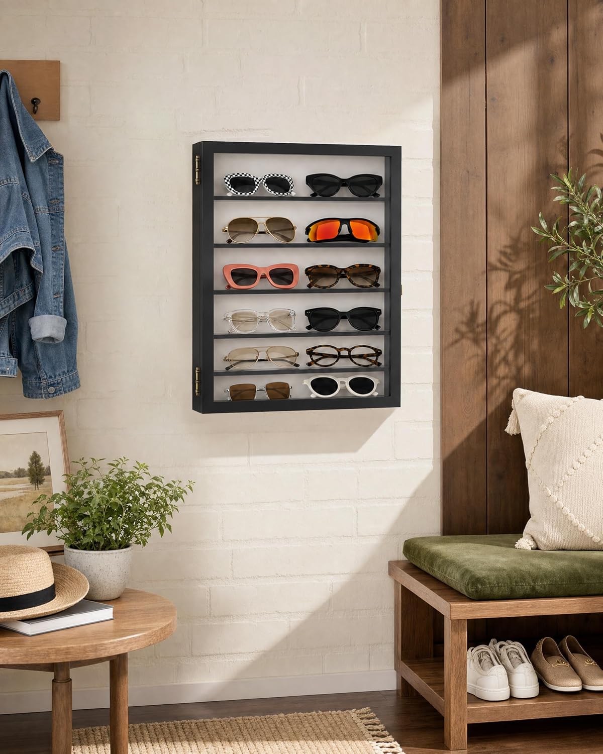 TJ.MOREE Sunglass Organizer Wall Mounted Glasses Holder Display Case 6 Tier