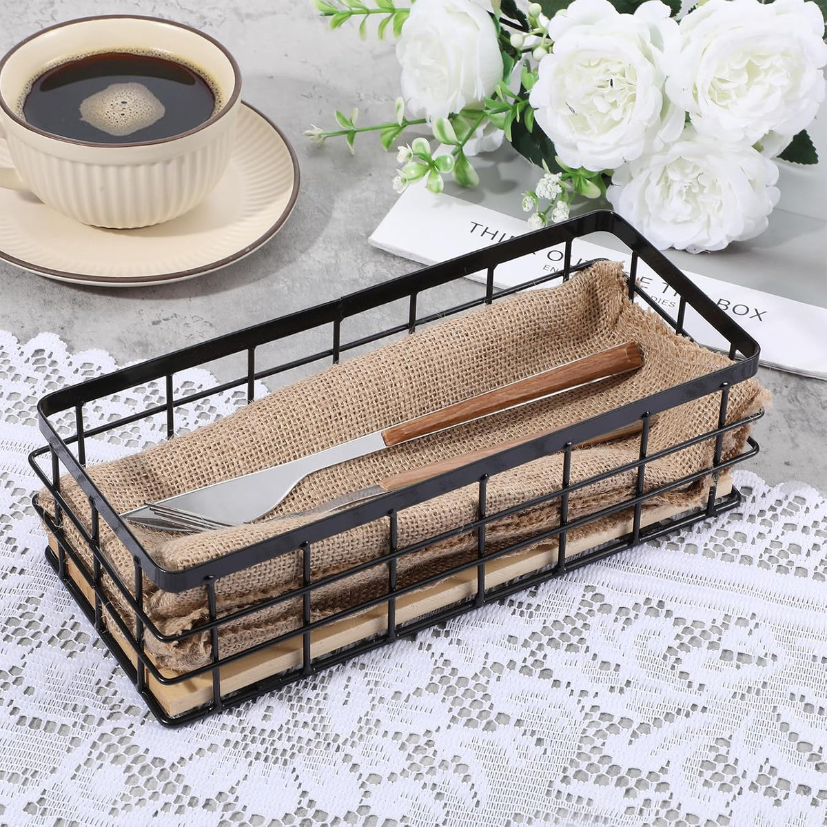 2 Pcs Small Metal Wire Basket Wall Hanging Wire Basket Hang Small Bathroom Kitchen Storage Organizer Toilet Paper Mesh Storage Bin Shelf Rack with Base(Black,10 x 4.1 x 2.7 Inches)
