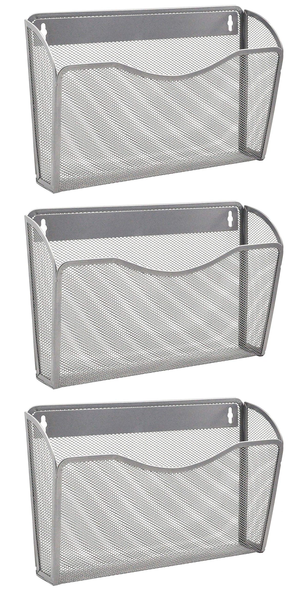 EASEPRES 3 Single Pocket Mesh Hanging File Organizer, Vertical Wall Mounted Magazine File Holder, Mount Basket Mail Paper Document Folder Organizing for Office, Home and School, Black